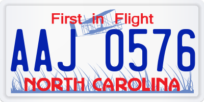 NC license plate AAJ0576