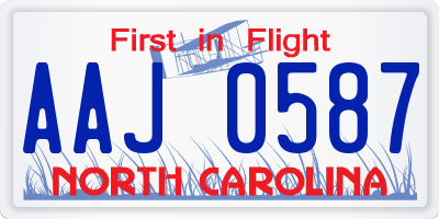 NC license plate AAJ0587