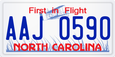 NC license plate AAJ0590