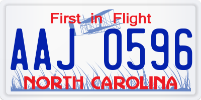 NC license plate AAJ0596