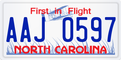 NC license plate AAJ0597