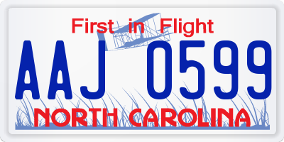 NC license plate AAJ0599
