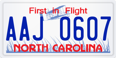 NC license plate AAJ0607