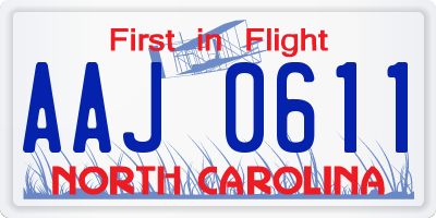 NC license plate AAJ0611