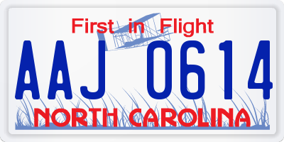 NC license plate AAJ0614