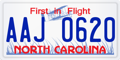 NC license plate AAJ0620