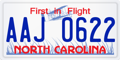 NC license plate AAJ0622