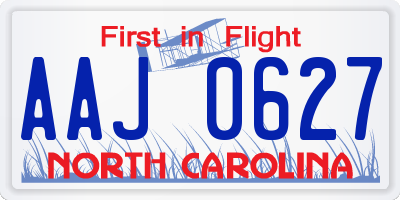 NC license plate AAJ0627
