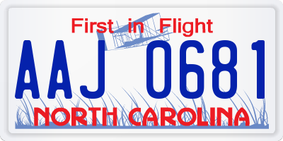 NC license plate AAJ0681