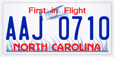NC license plate AAJ0710