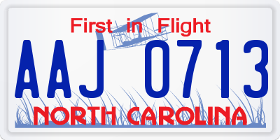 NC license plate AAJ0713