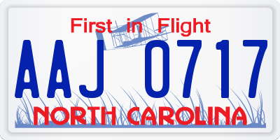 NC license plate AAJ0717