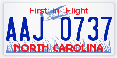 NC license plate AAJ0737