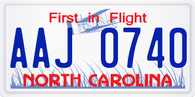 NC license plate AAJ0740