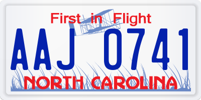 NC license plate AAJ0741