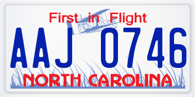 NC license plate AAJ0746