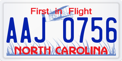NC license plate AAJ0756