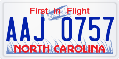 NC license plate AAJ0757