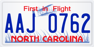 NC license plate AAJ0762