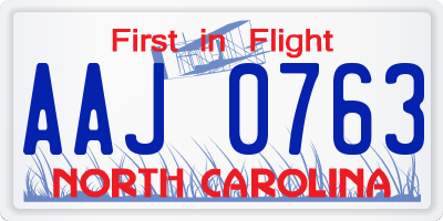 NC license plate AAJ0763