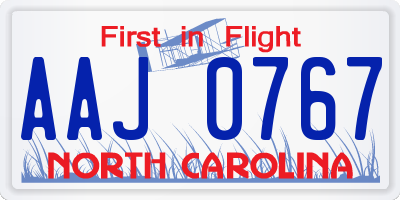 NC license plate AAJ0767
