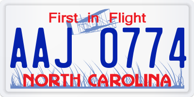 NC license plate AAJ0774