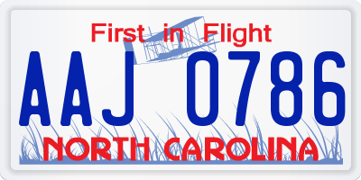 NC license plate AAJ0786