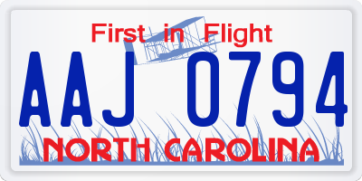 NC license plate AAJ0794