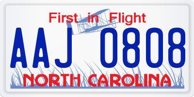 NC license plate AAJ0808