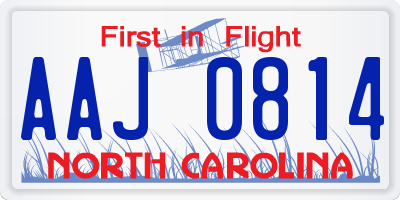NC license plate AAJ0814