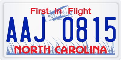 NC license plate AAJ0815