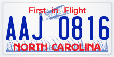 NC license plate AAJ0816