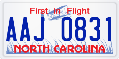 NC license plate AAJ0831