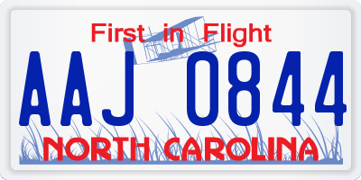 NC license plate AAJ0844