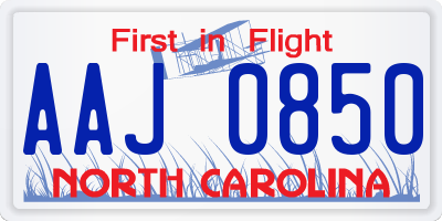 NC license plate AAJ0850