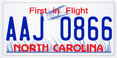NC license plate AAJ0866