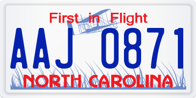 NC license plate AAJ0871