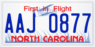 NC license plate AAJ0877