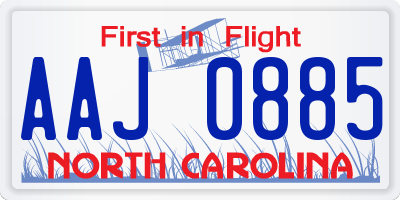 NC license plate AAJ0885