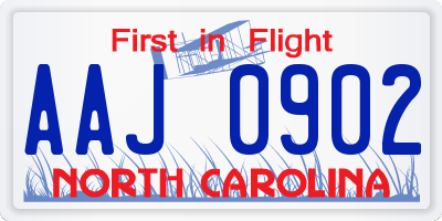 NC license plate AAJ0902