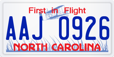 NC license plate AAJ0926