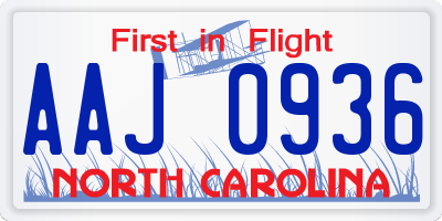 NC license plate AAJ0936