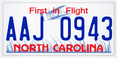 NC license plate AAJ0943