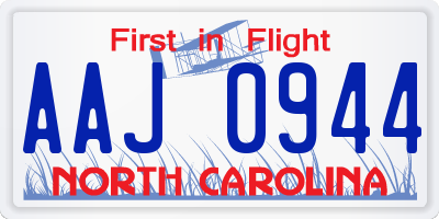 NC license plate AAJ0944