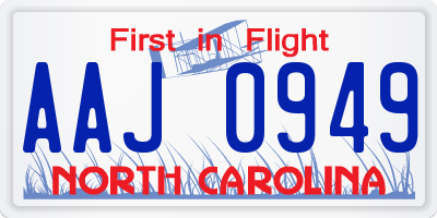 NC license plate AAJ0949
