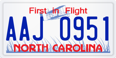 NC license plate AAJ0951