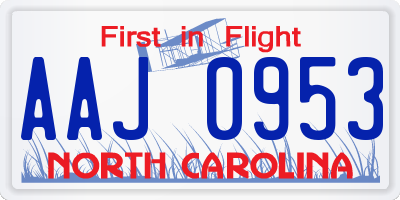 NC license plate AAJ0953