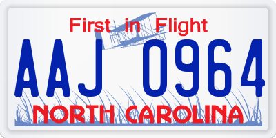 NC license plate AAJ0964