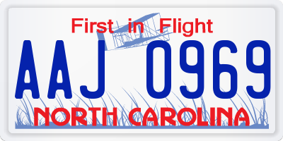 NC license plate AAJ0969