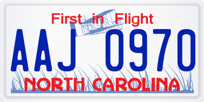 NC license plate AAJ0970